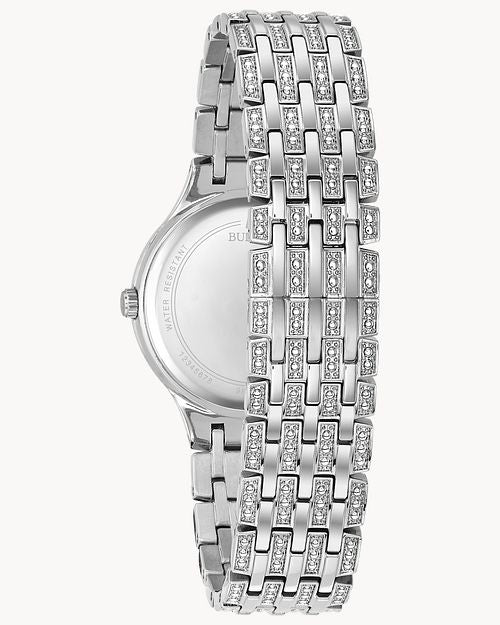 Bulova Phantom Stainless Steel Crystal Watch, Black Dial