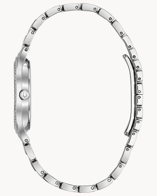 Bulova Phantom Stainless Steel Crystal Watch, Black Dial