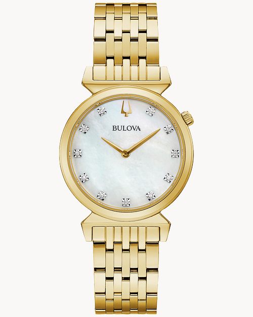 Bulova Regatta Gold-Tone Diamond Watch, Mother-of-Pearl