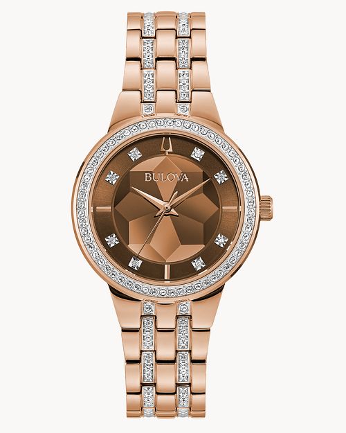 Bulova Phantom Rose Gold-Tone Crystal Watch