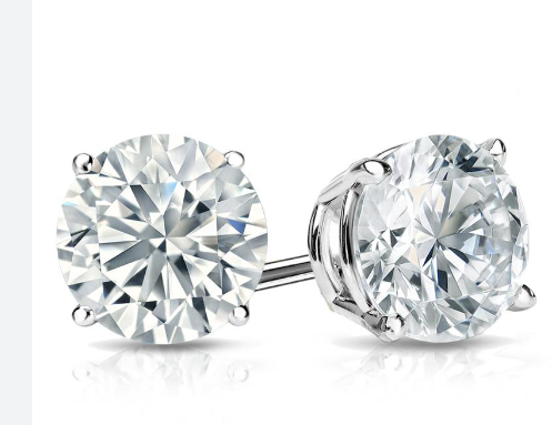 14K White Gold White Topaz Stud Earrings