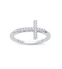 14K White Gold Diamond Cross Ring  0.11Tw