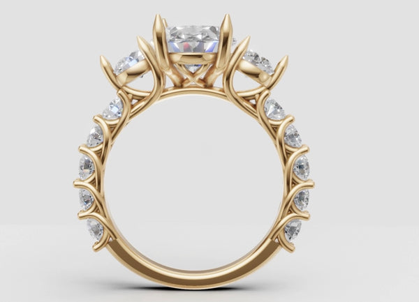 Three-Stone Engagement Ring CAD Custom