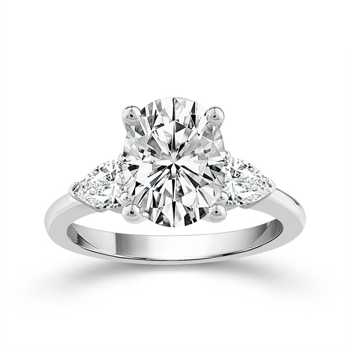 14K White Gold Lab-Grown Diamond Three-Stone Engagement Ring, 1.25 ct