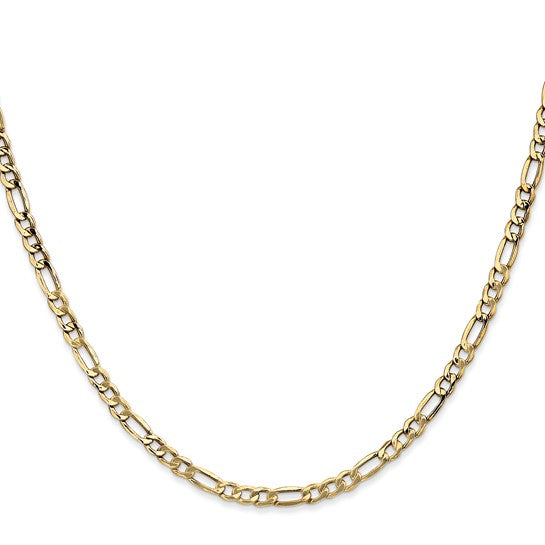 14K Yellow Gold Diamond-Cut Figaro Chain, 18 inch, 3.5mm