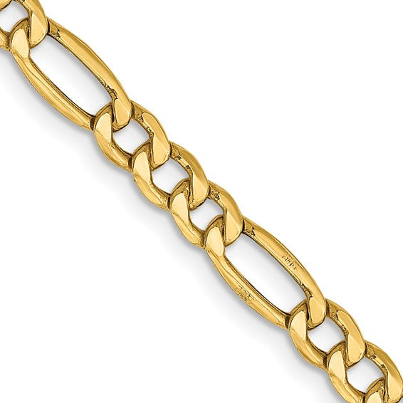 14K Yellow Gold Diamond-Cut Figaro Chain, 18 inch, 4.2mm