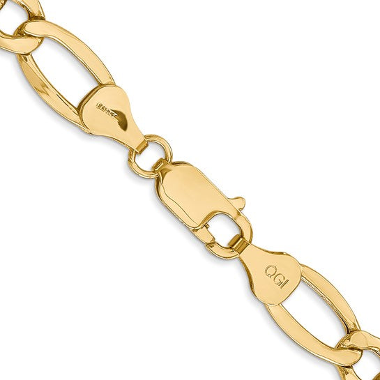 14K Yellow Gold Diamond-Cut Figaro Chain, 22 inch, 6.75mm