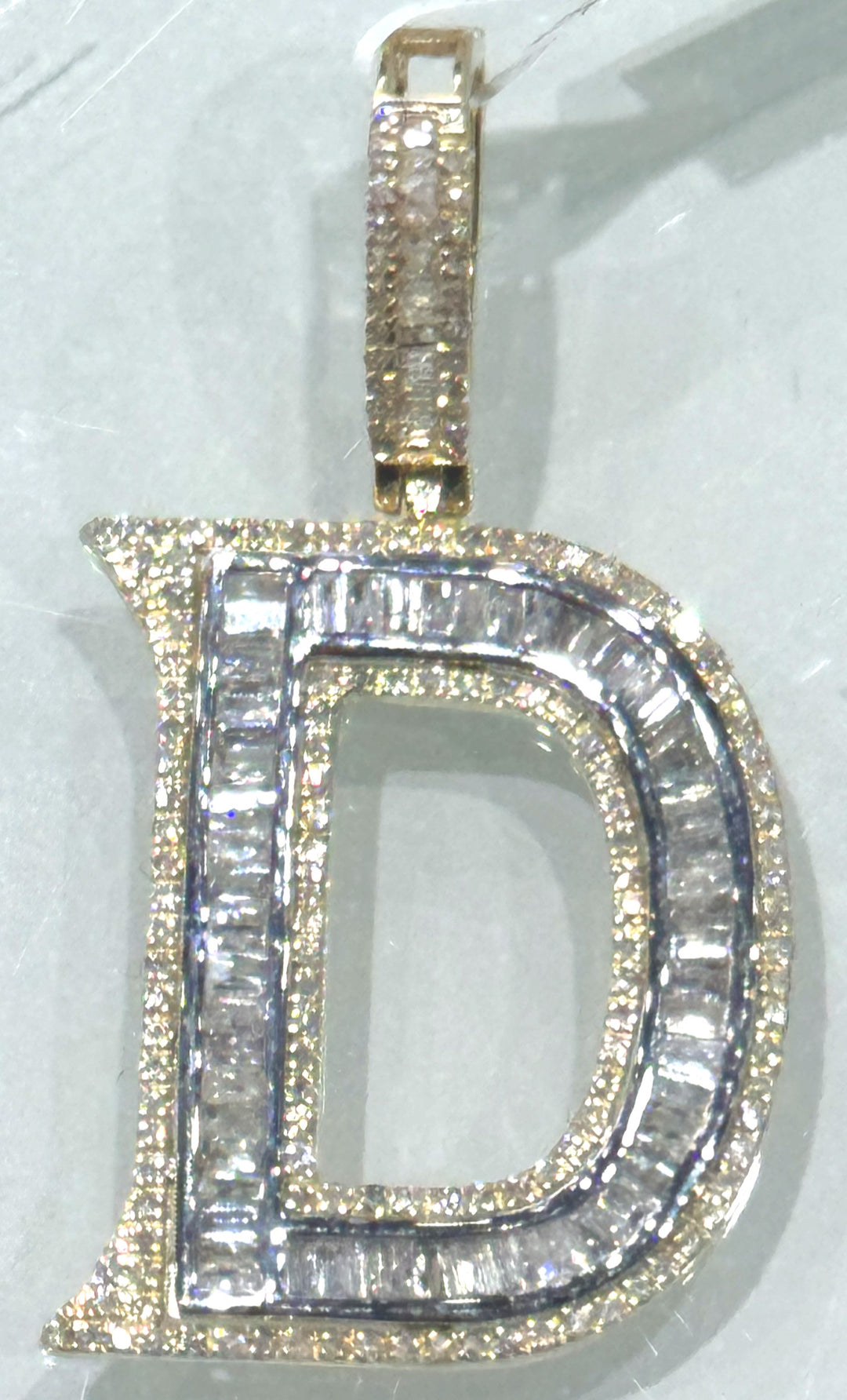 10K Two-Tone Gold Diamond Initial D Pendant, 0.70 ct