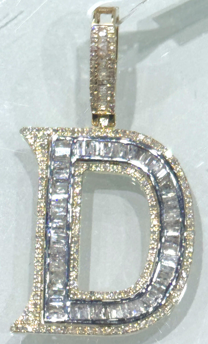 10K Two-Tone Gold Diamond Initial D Pendant, 0.70 ct
