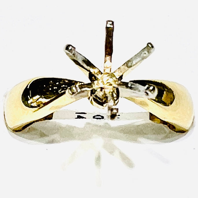 14K Two-Tone Gold 6-Prong Ring Setting, Size 6.5