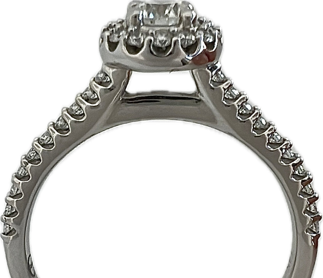 14k White gold Round cut with Halo Engagement Ring