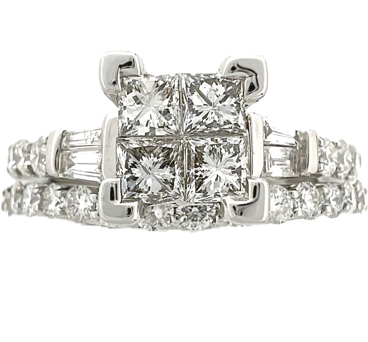 14K White Gold Diamond Engagement Ring, 1.50 ct, Size 7