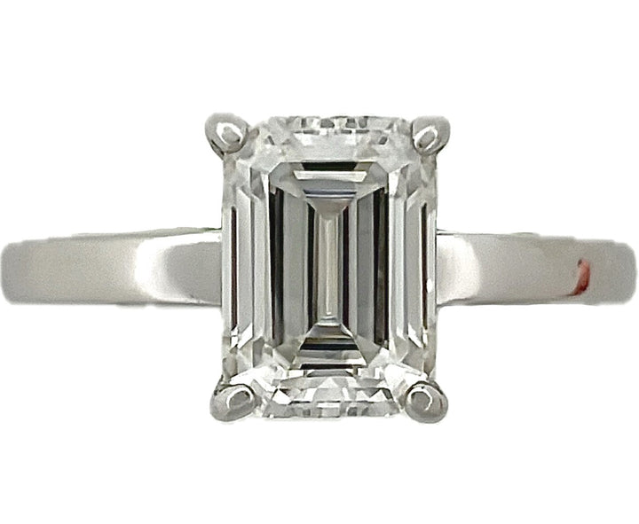 White Sterling Silver Radiant Moissanite Ring, Size 7