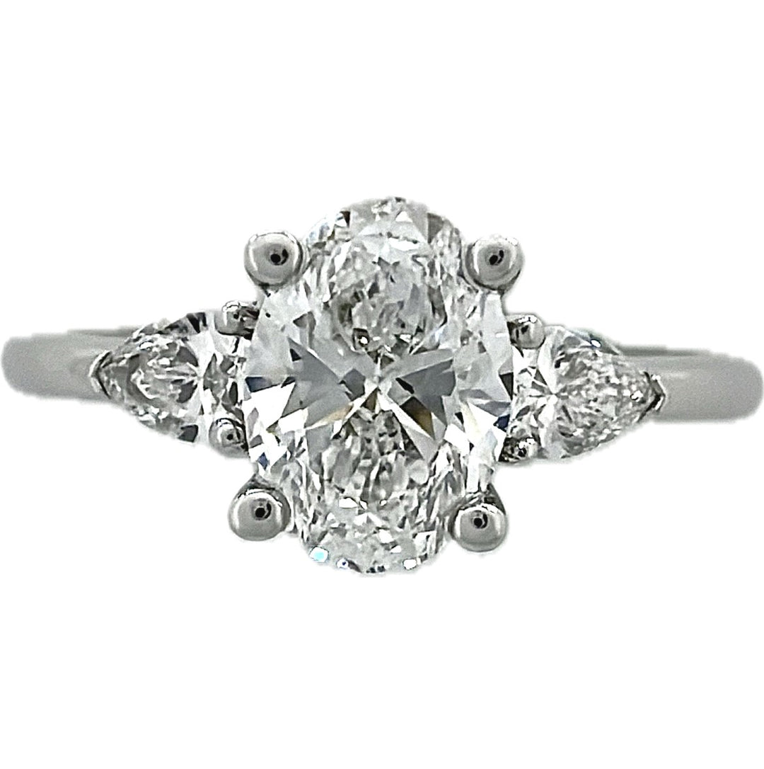 14K White Gold Lab-Grown Diamond Three-Stone Engagement Ring, 1.25 ct
