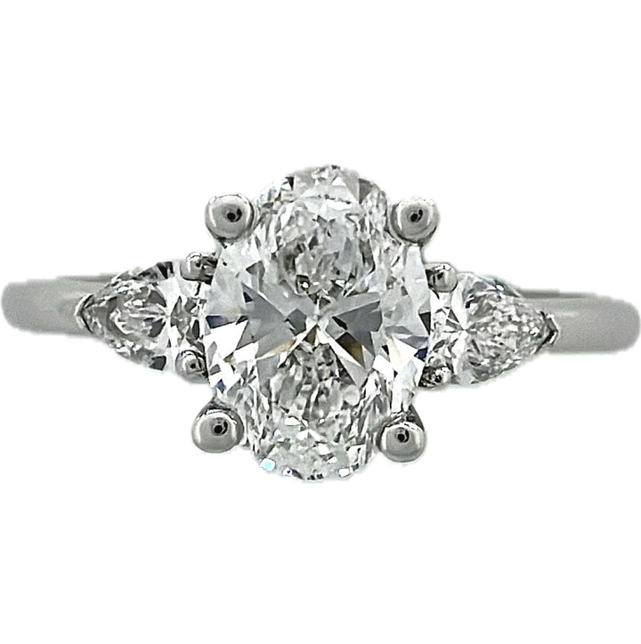 14K White Gold Lab-Grown Diamond Three-Stone Engagement Ring, 1.25 ct