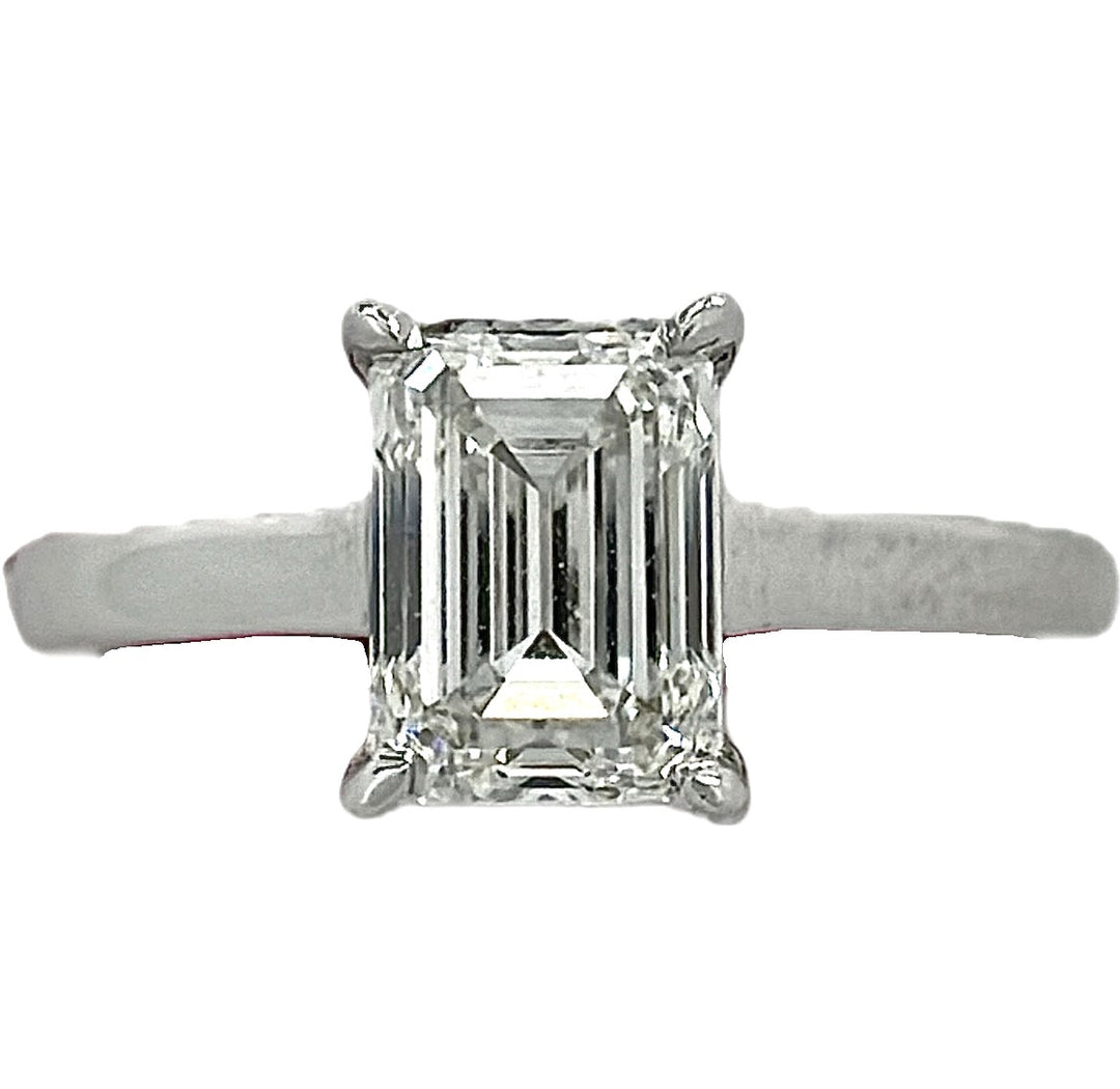 14K White Gold Lab-Grown Emerald-Cut Solitaire Engagement Ring, 1.06 ct