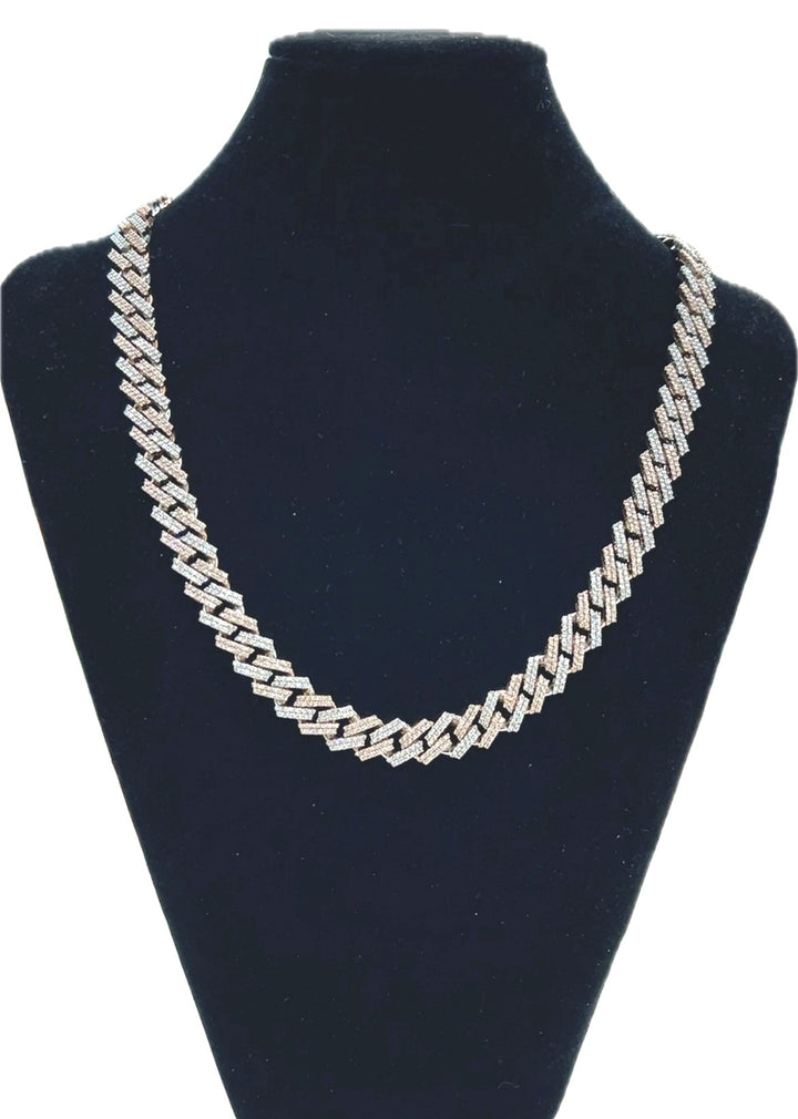 14K Two-Tone Gold Diamond Miami Cuban Chain, 16.50 ct, 22 inch, 12mm