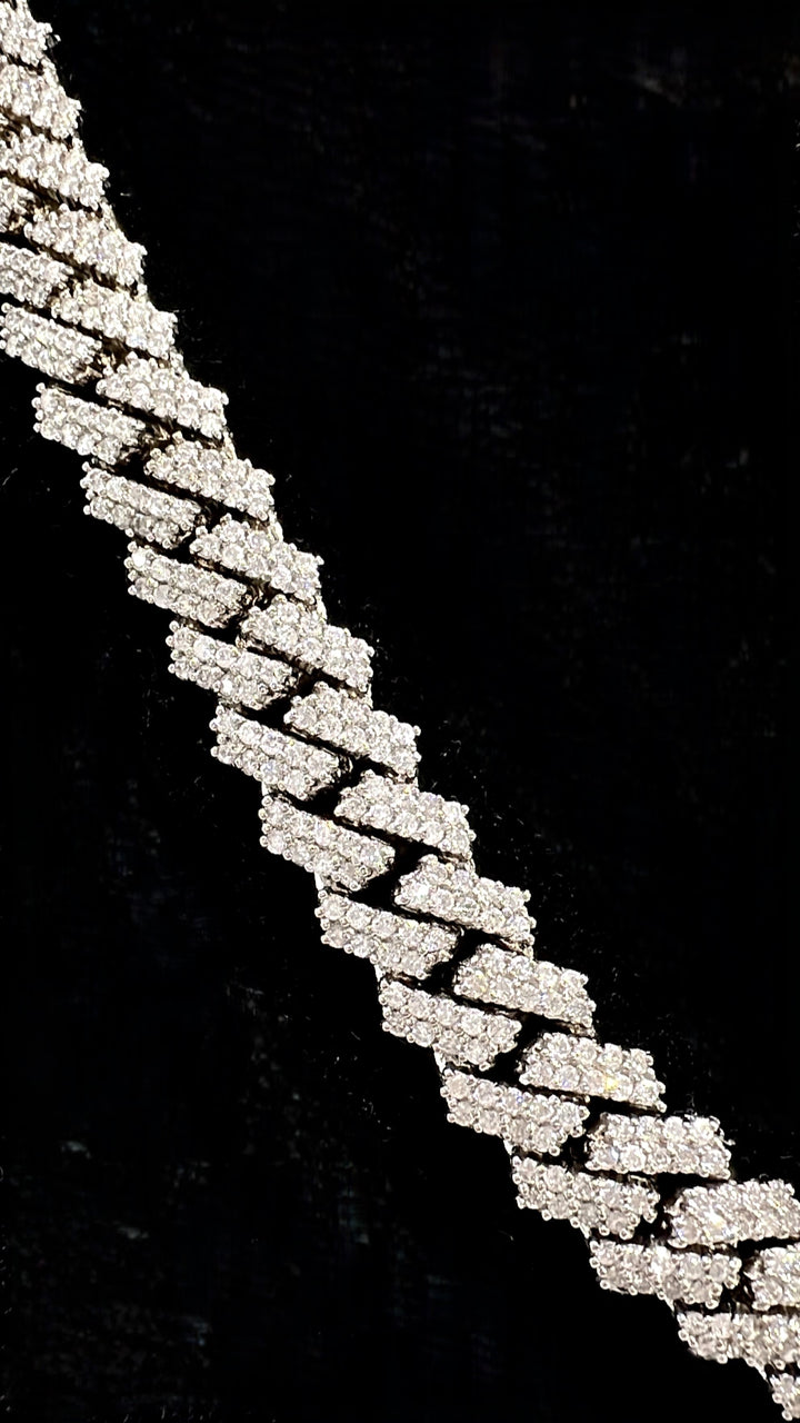 10K White Gold Diamond Chain, 12.50 ct, 18 inch