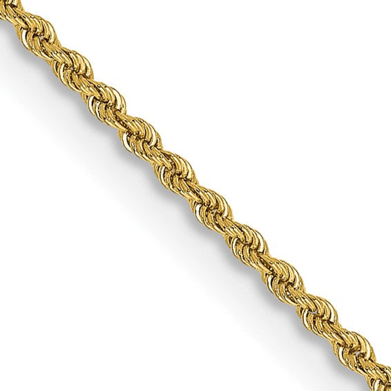 Yellow 14 Karat Chain Length 16 Weight 2.1 Mm 2 Style: Rope
MM Width: 2
Gram Weight: 2.1