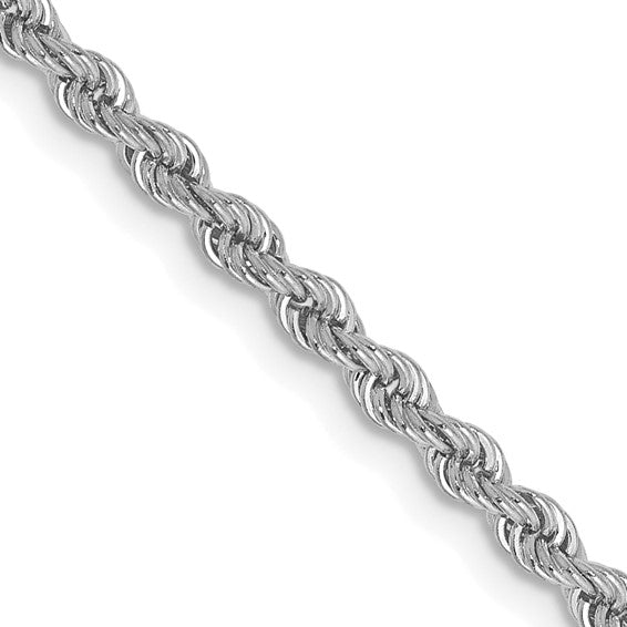 10K White Gold Rope Chain, 22 inch