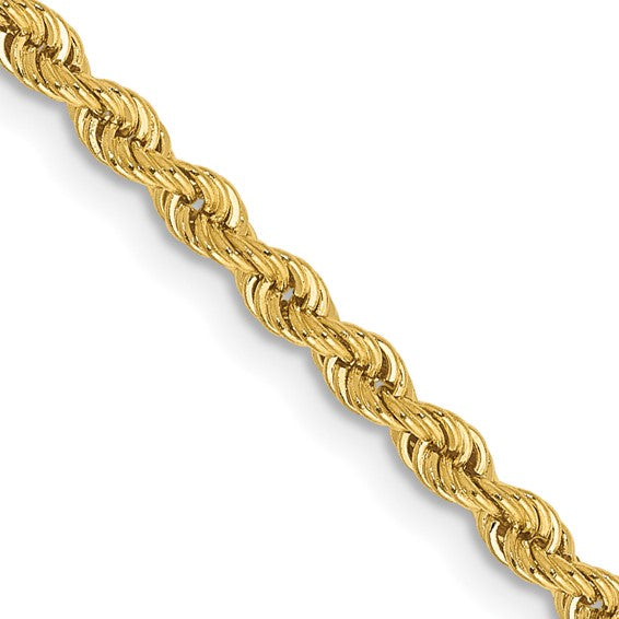 10K Yellow Gold Diamond-Cut Solid Rope Chain, 22 inch, 2.5mm
