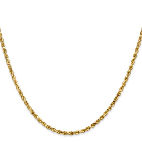 10K Yellow Gold Diamond-Cut Solid Rope Chain, 22 inch, 2.5mm