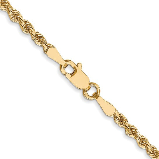 10K Yellow Gold Diamond-Cut Solid Rope Chain, 22 inch, 2.5mm