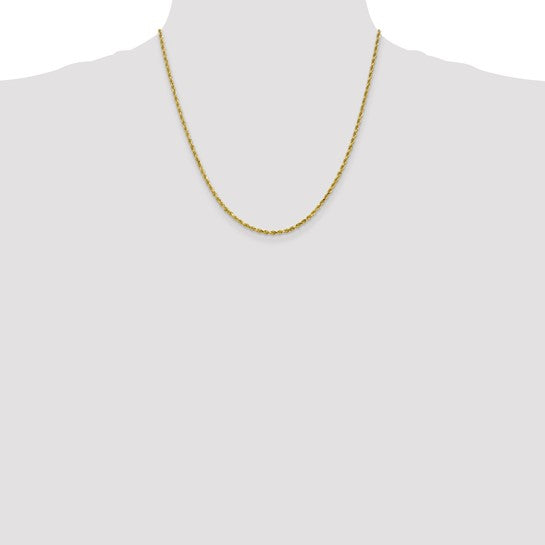10K Yellow Gold Diamond-Cut Solid Rope Chain, 22 inch, 2.5mm
