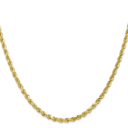Yellow Sterling Silver Diamond-Cut Solid Rope Chain, 24 inch, 2.8mm