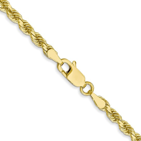 10K Yellow Gold Diamond-Cut Solid Rope Chain, 24 inch, 3mm