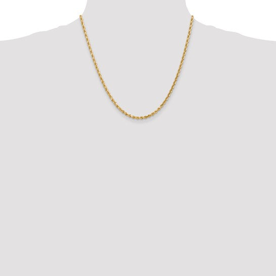 10K Yellow Gold Diamond-Cut Solid Rope Chain, 24 inch, 3mm
