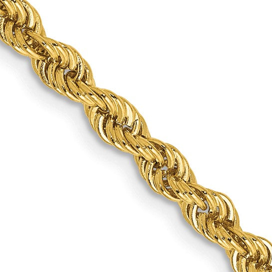 Yellow Sterling Silver Diamond-Cut Solid Rope Chain, 24 inch, 2.8mm