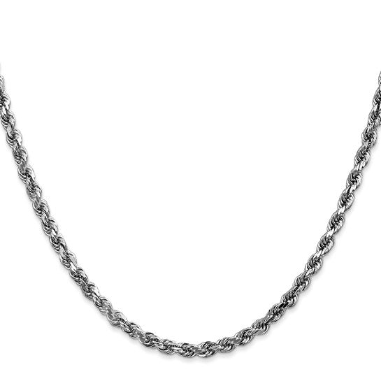 White 10 Karat Diamond Cut Chain Length 22 Weight 20.2 Mm 3.5 Style: Solid Rope
MM Width: 3.5
Gram Weight: 20.2