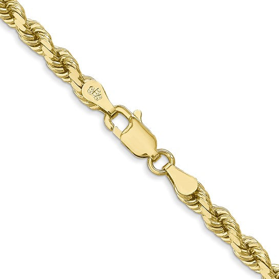 Yellow 10 Karat Diamond Cut Chain Length 26 Weight 29.8 Mm 4 Style: Solid Rope
MM Width: 4
Gram Weight: 29.8