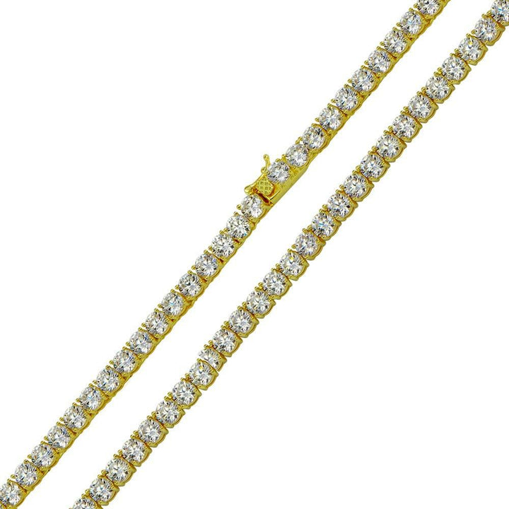 Gold-Tone CZ Tennis Chain, 4mm