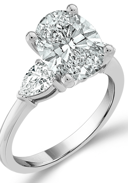 14K White Gold Lab-Grown Diamond Three-Stone Engagement Ring, 1.25 ct