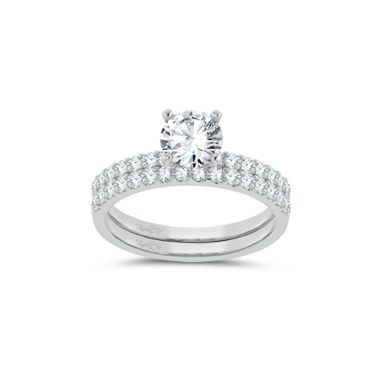 14K White Gold Round Diamond Ring Setting, 1.00 ct, Size 7