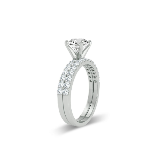 14K White Gold Round Diamond Ring Setting, 1.00 ct, Size 7