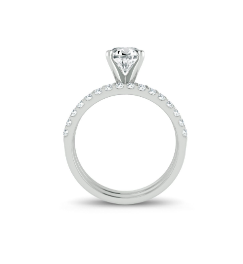 14K White Gold Round Diamond Ring Setting, 1.00 ct, Size 7