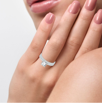14K White Gold Round Diamond Ring Setting, 1.00 ct, Size 7