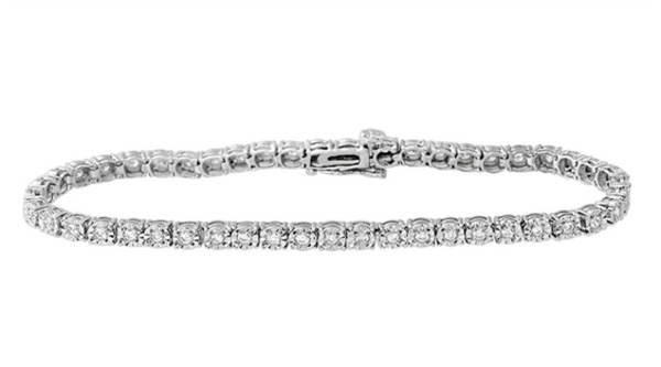 10k White Gold Diamond Tennis Bracelet 7 inch