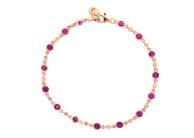 14K Rose Gold 7 Inch Ruby Bracelet 2.00tw Round Rubys 0.15 TDW Round Diamonds