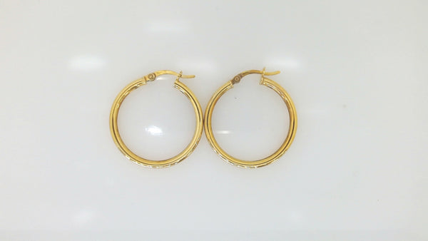 Yellow Silver Polished Small Hoop Earrings