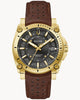 Bulova Icon Gold-Tone Brown Racing Leather Strap