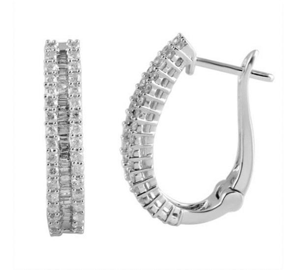 White 10 Karat Small Hoop Earr