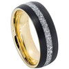 Tungsten Yellow/ Black With Glitter Design Wedding Band Size:10