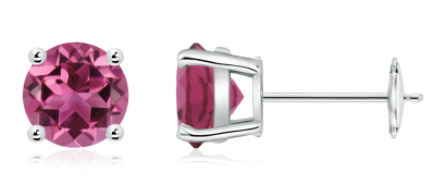 14K White Gold Pink Tourmaline Stud Earrings