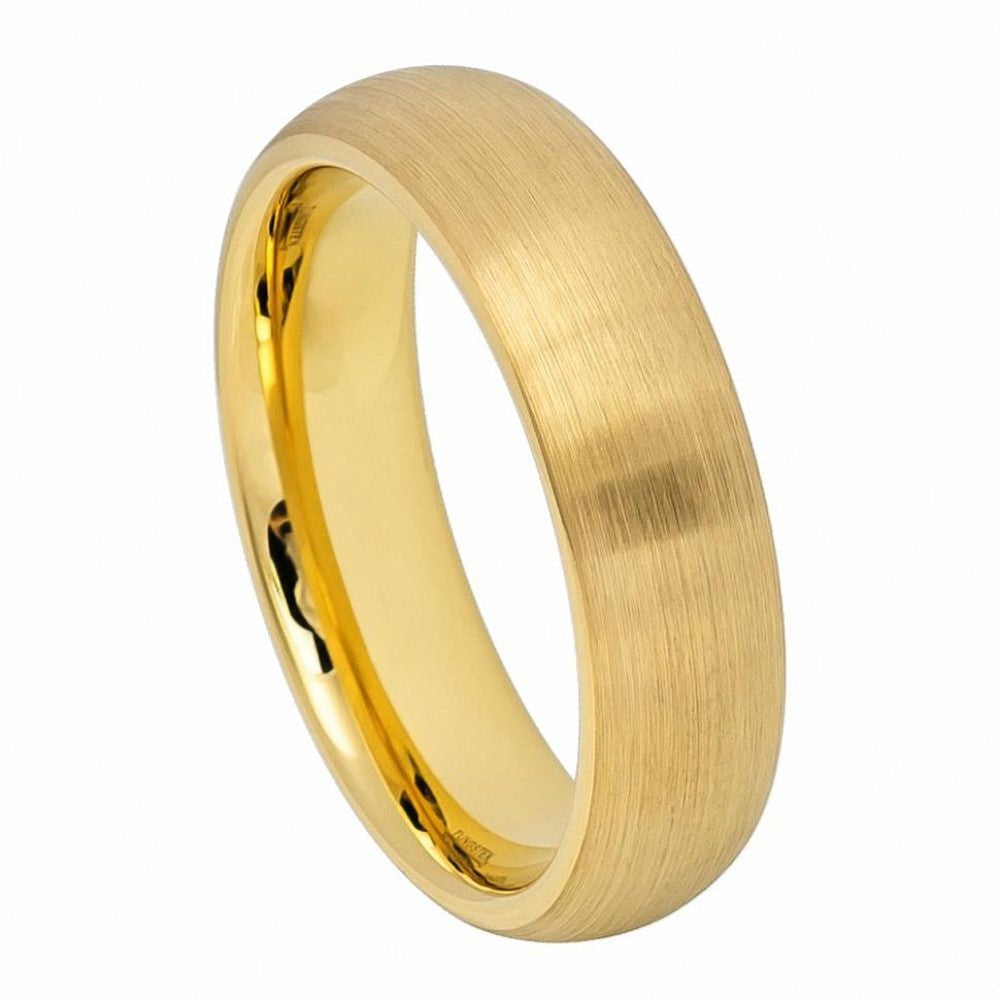 Tungsten Yellow Satin Wedding Band 6mm