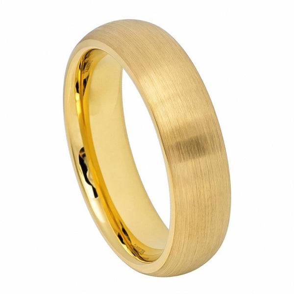 Tungsten Yellow Satin Wedding Band 6mm