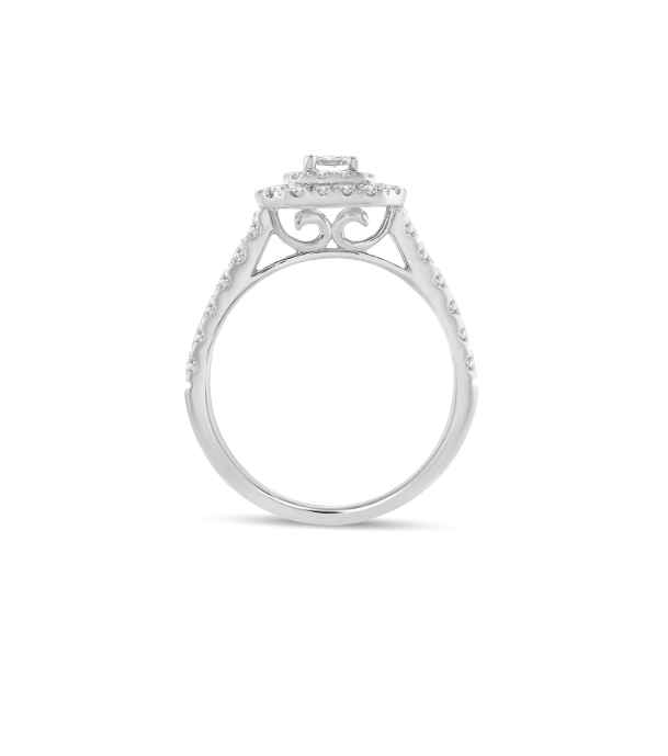 14k White gold Emerald cut with halo Engagement Ring